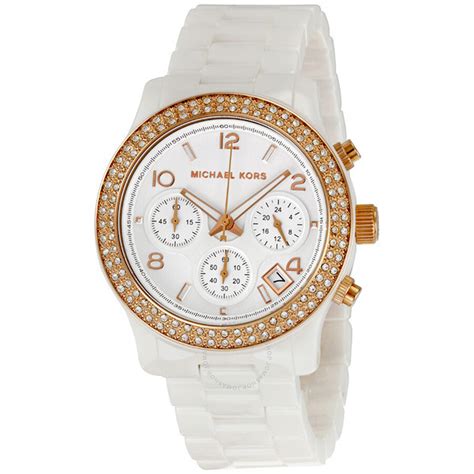 michael kors watch box white|Michael Kors white diamond watch.